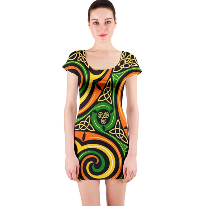 Celtic Celts Circle Color Colors Short Sleeve Bodycon Dress