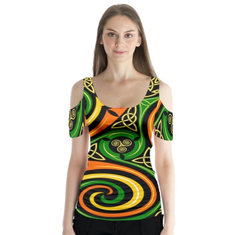 Celtic Celts Circle Color Colors Butterfly Sleeve Cutout Tee  by Nexatart