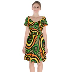 Celtic Celts Circle Color Colors Short Sleeve Bardot Dress