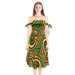 Celtic Celts Circle Color Colors Shoulder Tie Bardot Midi Dress