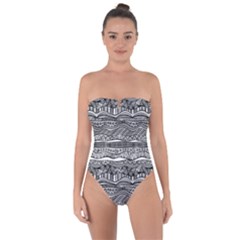 Ethno Seamless Pattern Tie Back One Piece Swimsuit