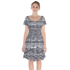 Ethno Seamless Pattern Short Sleeve Bardot Dress