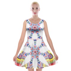 Colorful Chromatic Psychedelic Velvet Skater Dress by Nexatart