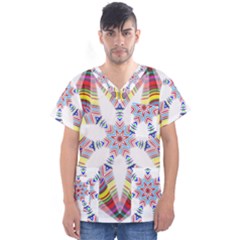 Colorful Chromatic Psychedelic Men s V-neck Scrub Top