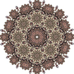 Mandala Pattern Round Brown Floral Straight Umbrellas by Nexatart