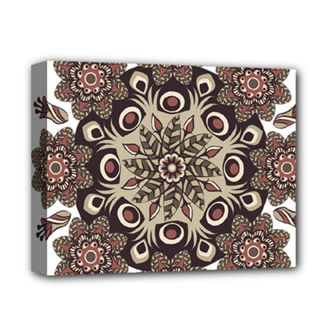 Mandala Pattern Round Brown Floral Deluxe Canvas 14  X 11  by Nexatart