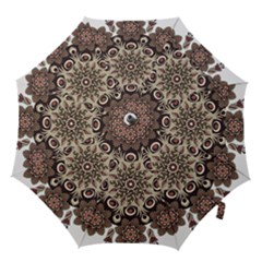 Mandala Pattern Round Brown Floral Hook Handle Umbrellas (small) by Nexatart