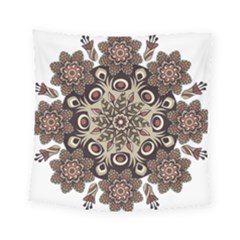 Mandala Pattern Round Brown Floral Square Tapestry (small) by Nexatart