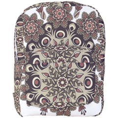 Mandala Pattern Round Brown Floral Full Print Backpack by Nexatart