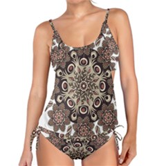 Mandala Pattern Round Brown Floral Tankini Set by Nexatart