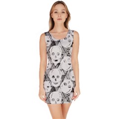  Dark Gray Ikat Skulls Bodycon Dress by PattyVilleDesigns