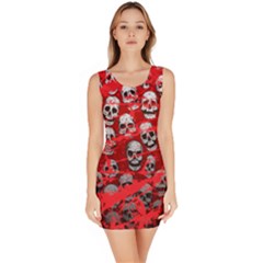  Red & Dark Gray Splashed Skulls Bodycon Dress by PattyVilleDesigns