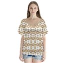 Multicolor Graphic Pattern V-Neck Flutter Sleeve Top View1