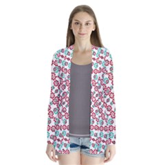 Multicolor Graphic Pattern Drape Collar Cardigan by dflcprints