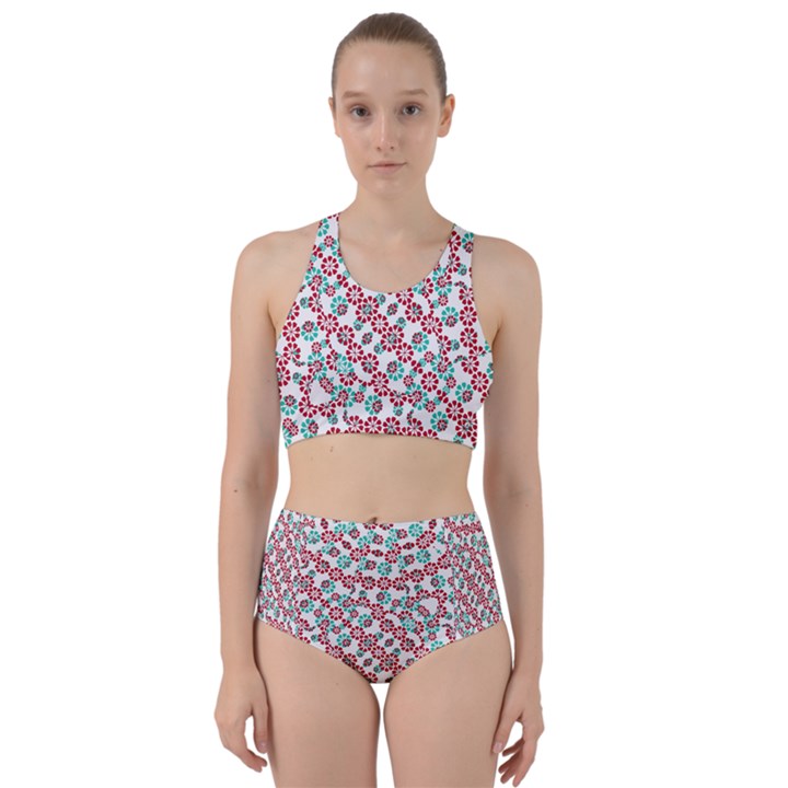 Multicolor Graphic Pattern Racer Back Bikini Set