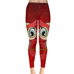 Cute Colorful  Owl, Mandala Design Leggings  by FantasyWorld7