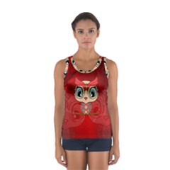 Cute Colorful  Owl, Mandala Design Sport Tank Top  by FantasyWorld7