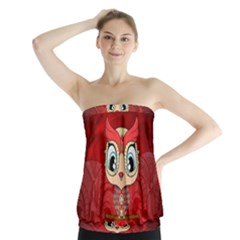 Cute Colorful  Owl, Mandala Design Strapless Top by FantasyWorld7