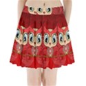 Cute Colorful  Owl, Mandala Design Pleated Mini Skirt View1