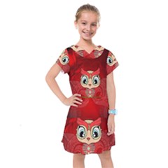 Cute Colorful  Owl, Mandala Design Kids  Drop Waist Dress by FantasyWorld7