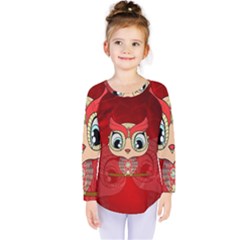 Cute Colorful  Owl, Mandala Design Kids  Long Sleeve Tee