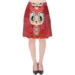 Cute Colorful  Owl, Mandala Design Velvet High Waist Skirt