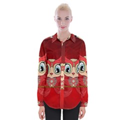 Cute Colorful  Owl, Mandala Design Womens Long Sleeve Shirt