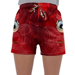 Cute Colorful  Owl, Mandala Design Sleepwear Shorts