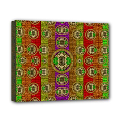 Rainbow Flowers In Heavy Metal And Paradise Namaste Style Canvas 10  X 8  by pepitasart