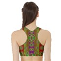 Rainbow Flowers In Heavy Metal And Paradise Namaste Style Sports Bra with Border View2