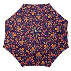 Floral Abstract Purple Pattern Straight Umbrellas by paulaoliveiradesign