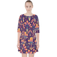 Floral Abstract Purple Pattern Pocket Dress