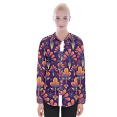 Floral Abstract Purple Pattern Womens Long Sleeve Shirt