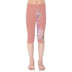 Flower Illustration Rose Floral Pattern Kids  Capri Leggings 