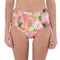 Pink Flowers Floral Pattern Reversible High-Waist Bikini Bottoms View1