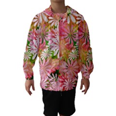 Pink Flowers Floral Pattern Hooded Wind Breaker (kids) by paulaoliveiradesign