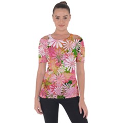 Pink Flowers Floral Pattern Short Sleeve Top