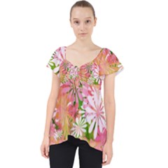 Pink Flowers Floral Pattern Dolly Top