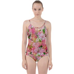 Pink Flowers Floral Pattern Cut Out Top Tankini Set