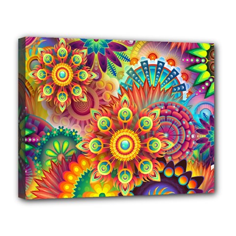 Colorful Abstract Pattern Kaleidoscope Canvas 14  X 11  by paulaoliveiradesign