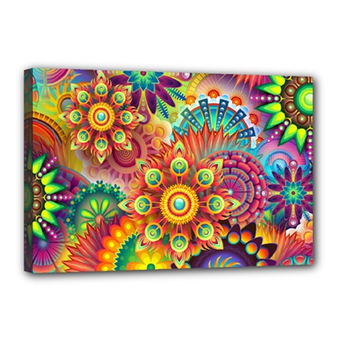 Colorful Abstract Pattern Kaleidoscope Canvas 18  X 12  by paulaoliveiradesign