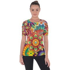 Colorful Abstract Pattern Kaleidoscope Short Sleeve Top