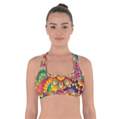 Colorful Abstract Pattern Kaleidoscope Cross Back Sports Bra