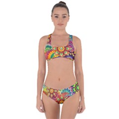 Colorful Abstract Pattern Kaleidoscope Criss Cross Bikini Set