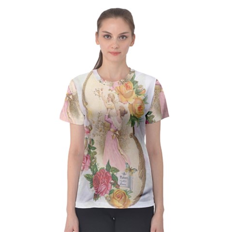 Vintage Floral Illustration Women s Sport Mesh Tee by paulaoliveiradesign