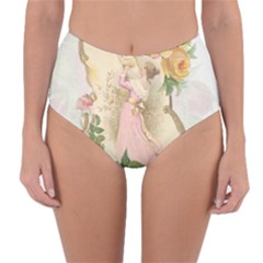 Vintage Floral Illustration Reversible High-waist Bikini Bottoms