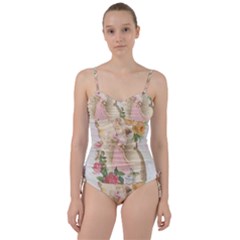 Vintage Floral Illustration Sweetheart Tankini Set