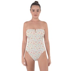 Colorful Pink Floral Cute Pattern Tie Back One Piece Swimsuit