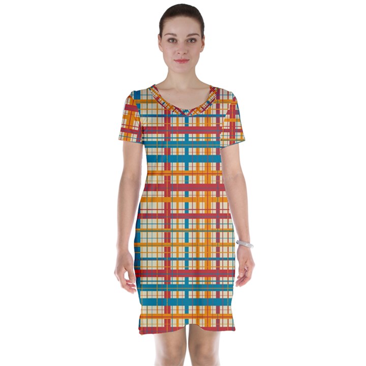 Plaid Pattern Short Sleeve Nightdress