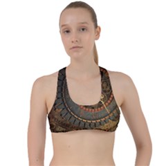 Steampunk, Awesoeme Clock, Rusty Metal Criss Cross Racerback Sports Bra